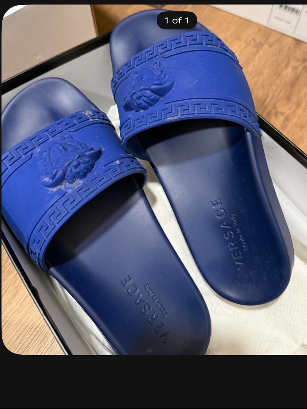 Versace Blue Medusa Slide Sandals